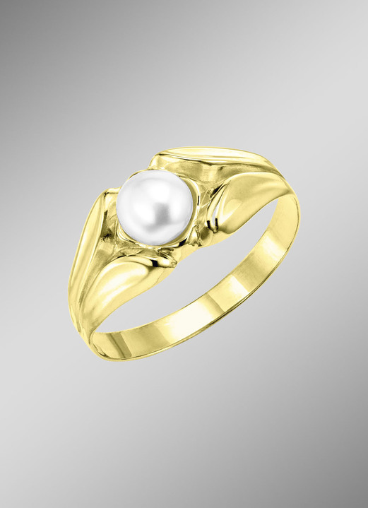 mit Perlen - Schöner Damenring, mit Süßwasser-Zuchtperle, in Größe 160 bis 220, in Farbe  Ansicht 1