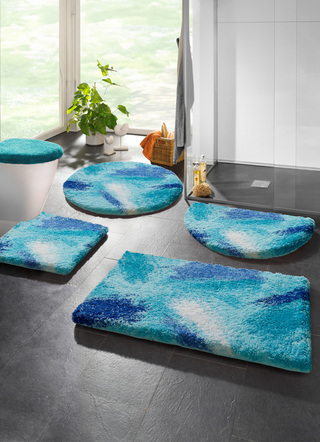 Badgarnituren - Badgarnitur in Supersoft-Qualität von Grund, in Größe 100 (Vorleger halbrund, 50/ 80 cm) bis 112 (WC-Deckelbezug, 47/ 50 cm), in Farbe TERRA – Farbe BLAU – Ansicht 