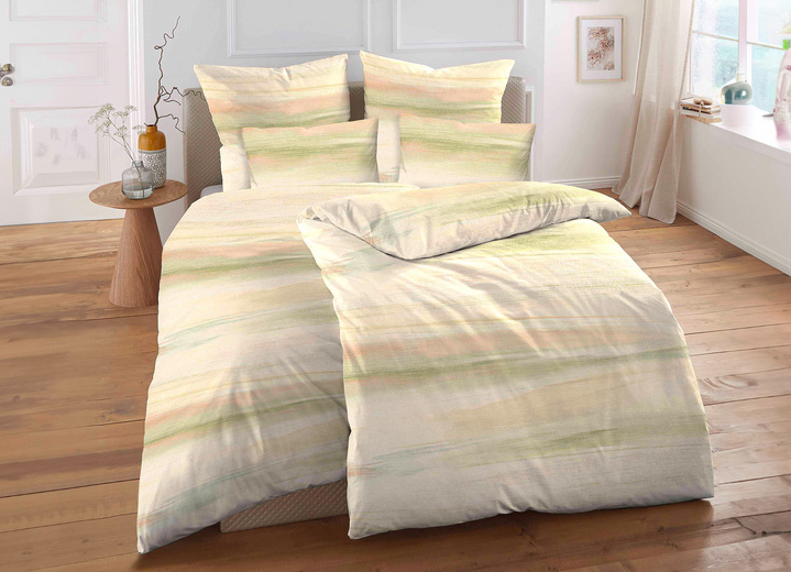 Bettwäschegarnituren - Beidseitig bedruckte Bettwäsche-Garnitur, in Größe 111 (40/80 cm + 135/200 cm) bis 115 (80/80 cm + 155/220 cm), in Farbe GRÜN Ansicht 1