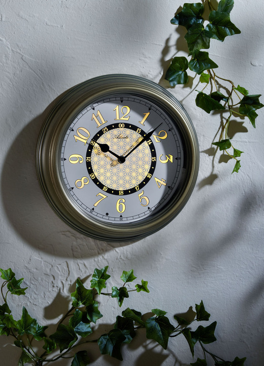 Gartendekoration - Gartenuhr mit Beleuchtung, in Farbe BRAUN Ansicht 2