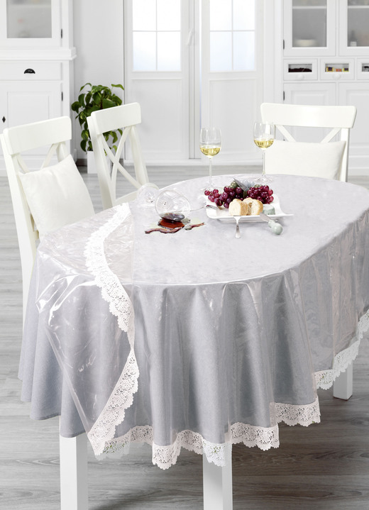 Tischdecken - Fleckenschutz Schontischdecke, in Größe 110 (Tischdecke eckig, 110/140 cm) bis 160 (Tischdecke rund, ø 160 cm), in Farbe , in Ausführung Mit Spitzenborte Ansicht 2