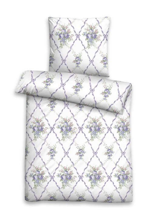 Bettwäschegarnituren - Bettwäsche-Garnitur in kuschelweicher Qualität, in Größe 112 (80/80 cm + 135/200 cm) bis 412 (4-teiliges Sparset), in Farbe FLIEDER Ansicht 1
