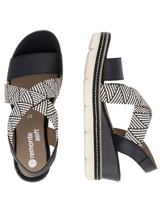 Sandaletten & Pantoletten - Remonte Sandalette mit Flechtdurchzügen, in Größe 036 bis 042, in Farbe SCHWARZ-CREME Ansicht 4