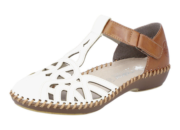 Komfortschuhe - Rieker Sandale mit Klettverschluss, in Größe 036 bis 042, in Farbe CREME-COGNAC Ansicht 1
