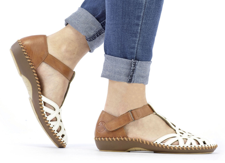 Mode - Rieker Sandale mit Klettverschluss, in Größe 036 bis 042, in Farbe CREME-COGNAC Ansicht 5