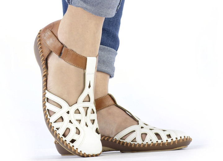 Mode - Rieker Sandale mit Klettverschluss, in Größe 036 bis 042, in Farbe CREME-COGNAC Ansicht 6