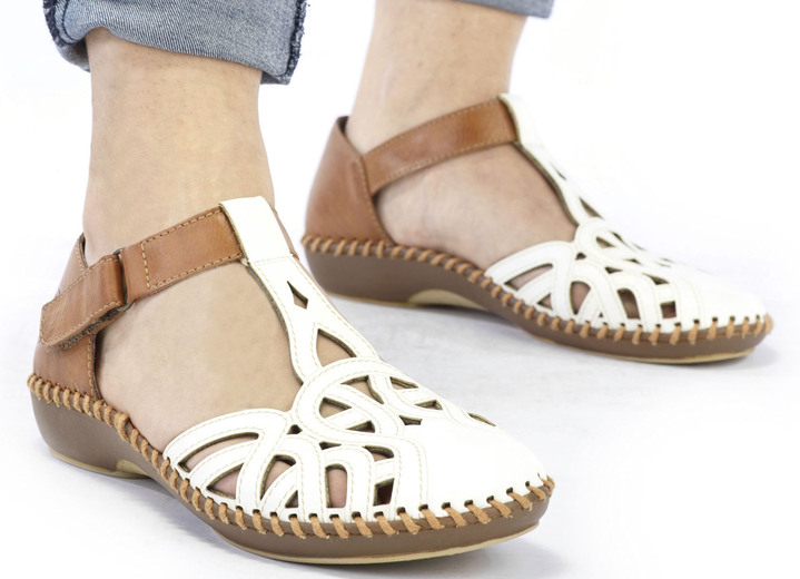 Mode - Rieker Sandale mit Klettverschluss, in Größe 036 bis 042, in Farbe CREME-COGNAC Ansicht 7