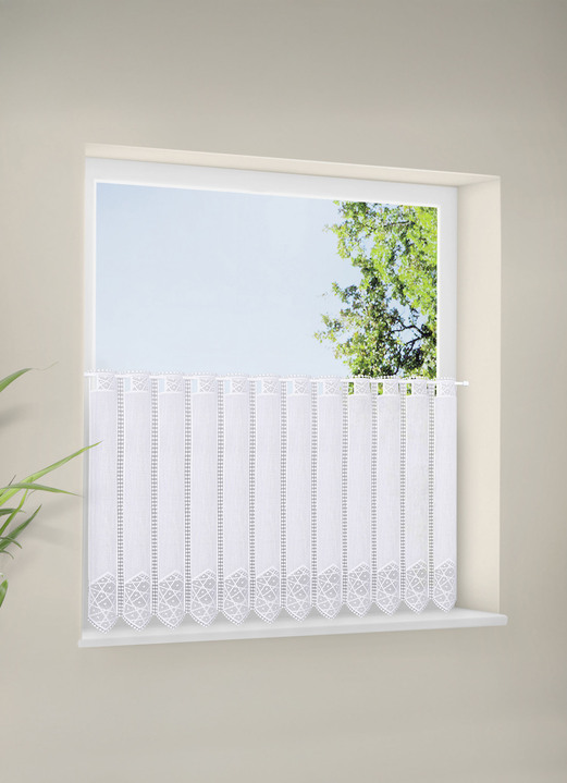 Landhaus & Küche - Kurzstore mit Stangendurchzug, in Größe 824 (H35xB126 cm) bis 890 (H90xB220 cm), in Farbe WEISS Ansicht 1