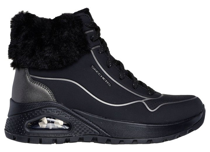 Stiefel & Stiefeletten - SKECHERS, gefütterte Damen-Boots, Winterschuhe, mit flauschigem Plüschkragen, in Größe 036 bis 041, in Farbe SCHWARZ Ansicht 4
