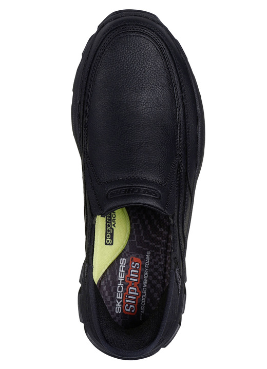 Mode - SKECHERS, bequeme Herren-Slipper, mit geformter Slip-Ins Fersenplatte, in Größe 040 bis 046, in Farbe SCHWARZ Ansicht 2