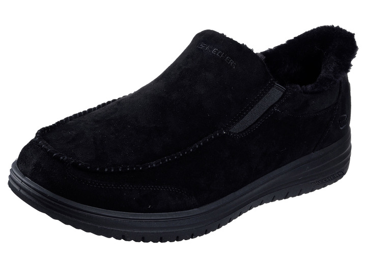 Slipper & Schnürschuhe - SKECHERS, bequeme Herren-Slipper, mit geformter Slip-Ins Fersenplatte, in Größe 040 bis 046, in Farbe SCHWARZ Ansicht 1
