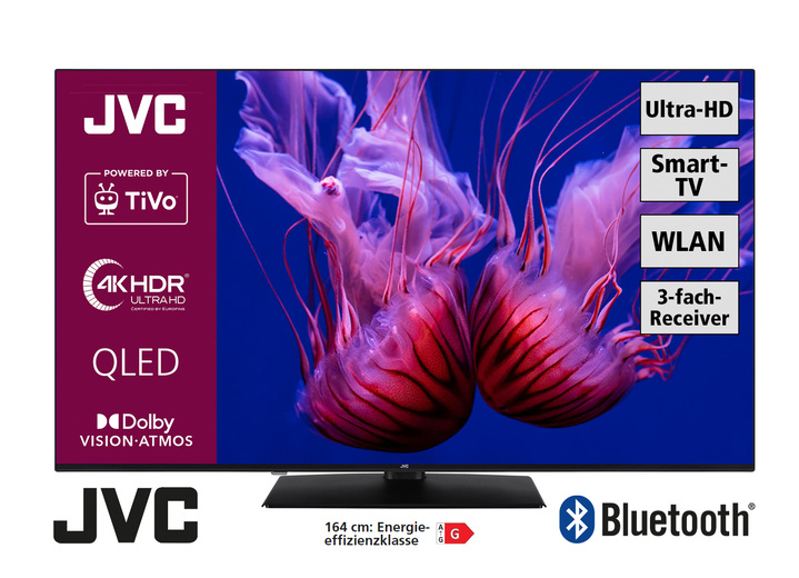Fernseher - JVC LT-65VUQ3455 4K-Ultra-HD-Smart-QLED-Fernseher, in Farbe SCHWARZ Ansicht 1