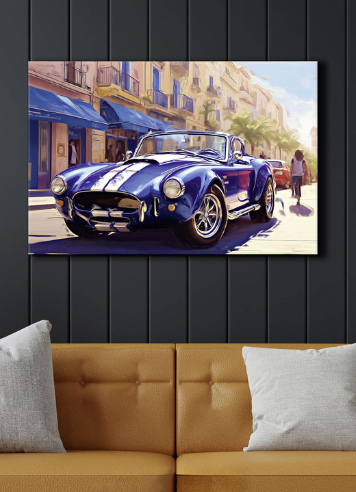 Landschaft - Automobilklassiker „Cobra“ als hochwertiges Leinwandbild, in Farbe BLAU Ansicht 1