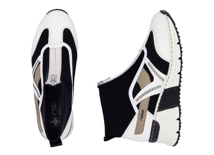 Komfortschuhe - Rieker, stylische Damen-Boots, Weite G, mit herausnehmbarem Fußbett, in Größe 036 bis 042, in Farbe CREME-SCHWARZ-BRAUN Ansicht 7