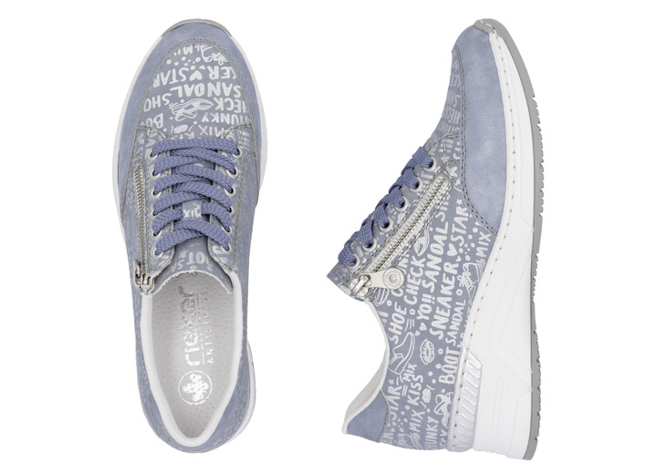 Komfortschuhe - Rieker Schnür-Sneaker aus bedrucktem Synthetikmaterial, in Größe 036 bis 042, in Farbe HELLBLAU-SILBER Ansicht 7