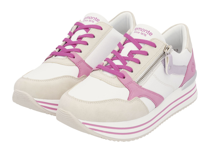 Komfortschuhe - Remonte Schnür-Sneaker aus Nappaleder, in Größe 036 bis 042, in Farbe CREME-BUNT Ansicht 4