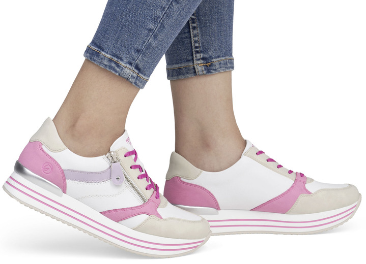 Komfortschuhe - Remonte Schnür-Sneaker aus Nappaleder, in Größe 036 bis 042, in Farbe CREME-BUNT Ansicht 8