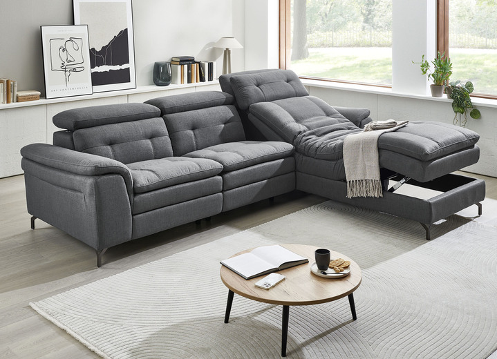 Polstermöbel - Polsterecke,mit verstellbaren Kopfstützen, in Farbe BEIGE, in Ausführung mit fester Ottomane Ansicht 3