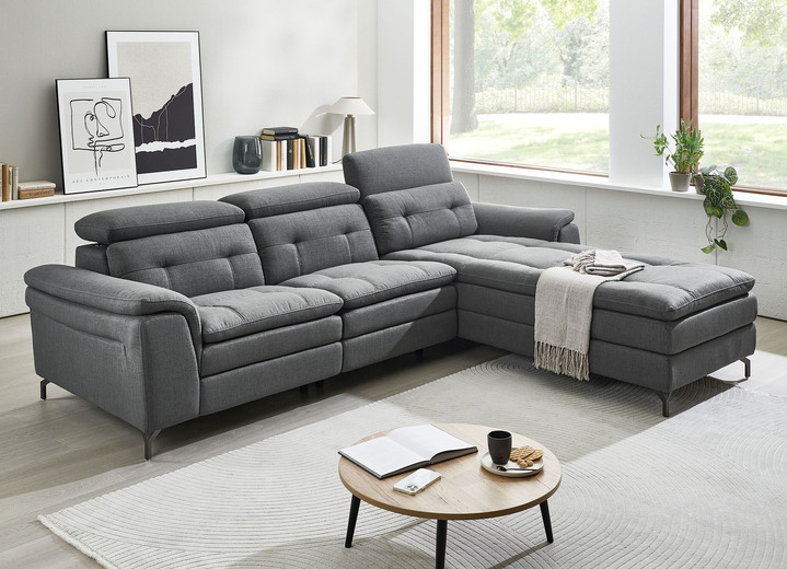 Polstermöbel - Polsterecke,mit verstellbaren Kopfstützen, in Farbe BEIGE, in Ausführung mit fester Ottomane Ansicht 8