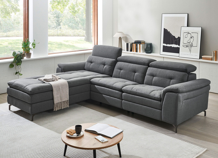 Polstermöbel - Polsterecke,mit verstellbaren Kopfstützen, in Farbe BEIGE, in Ausführung mit fester Ottomane Ansicht 11