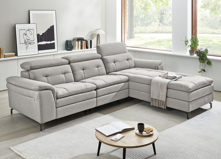 Polstermöbel - Polsterecke,mit verstellbaren Kopfstützen, in Farbe BEIGE, in Ausführung mit fester Ottomane Ansicht 9