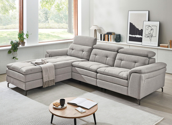 Polstermöbel - Polsterecke,mit verstellbaren Kopfstützen, in Farbe BEIGE, in Ausführung mit fester Ottomane Ansicht 12