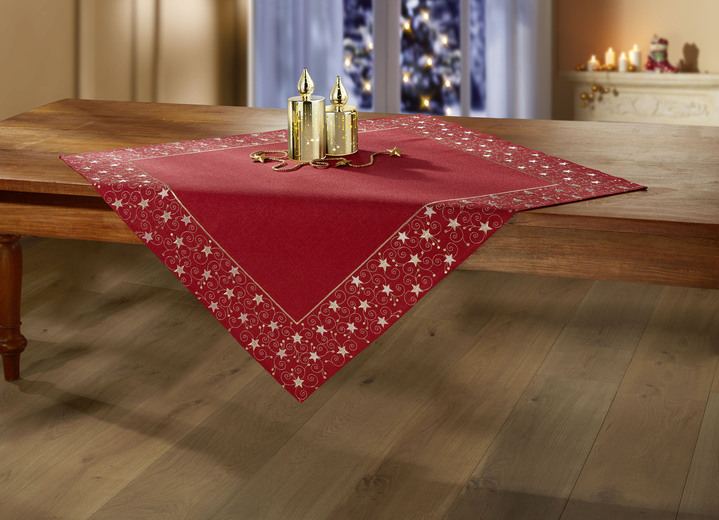 Tischdecken - Tisch- und Raumdekoration mit Glitzergarn Ansicht 10 Tischdecken - Tisch- und Raumdekoration mit Glitzergarn, in Größe 130 (Deckchen, 35/ 50 cm) bis 404 (Kissenbezug, 40/ 40 cm), in Farbe ROT Ansicht 10