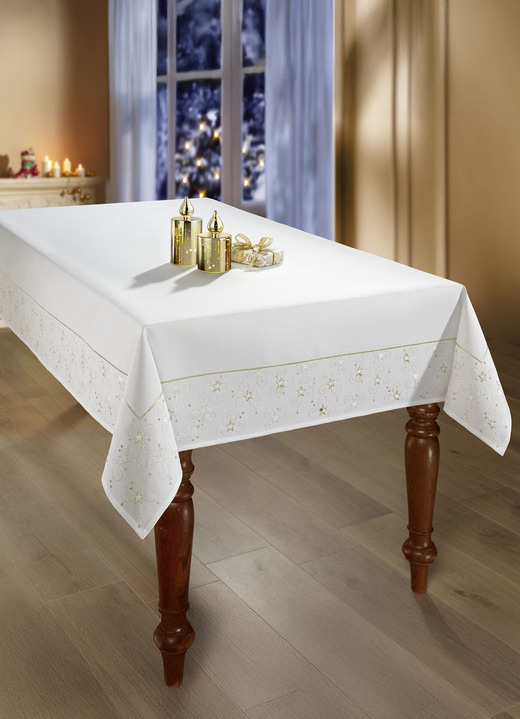 Tischdecken - Tisch- und Raumdekoration mit Glitzergarn Ansicht 2 Tischdecken - Tisch- und Raumdekoration mit Glitzergarn, in Größe 130 (Deckchen, 35/ 50 cm) bis 404 (Kissenbezug, 40/ 40 cm), in Farbe ECRU Ansicht 2