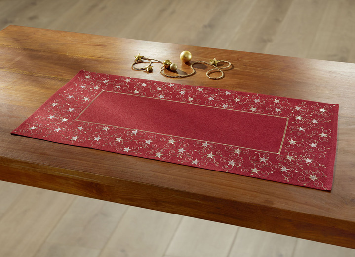 Tischdecken - Tisch- und Raumdekoration mit Glitzergarn Ansicht 8 Tischdecken - Tisch- und Raumdekoration mit Glitzergarn, in Größe 130 (Deckchen, 35/ 50 cm) bis 404 (Kissenbezug, 40/ 40 cm), in Farbe ROT Ansicht 8