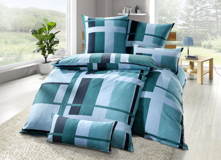 Heimtextilien - Bettwäsche-Garnitur, in Größe 111 (40/80 cm + 135/200 cm) bis 115 (80/80 cm + 155/220 cm), in Farbe PETROL Ansicht 1