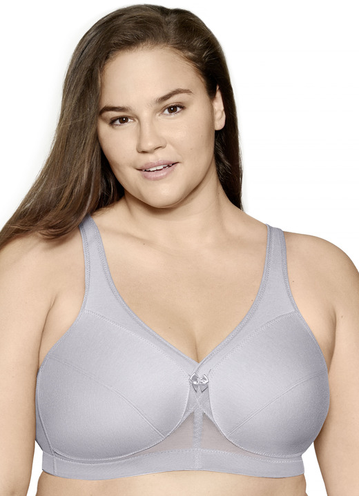 Soft-BH - Glamorise Stütz-BH mit Baumwolle Ansicht 1 Soft-BH - Glamorise Stütz-BH mit Baumwolle, in Größe 085 bis 115, in Cup C, in Farbe SILBERGRAU Ansicht 1