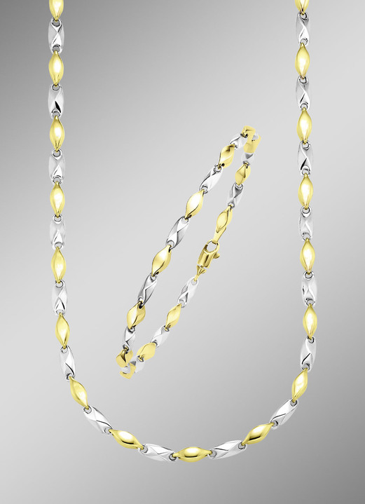 ohne Steine / mit Zirkonia - Fantasieketten-Garnitur in Bicolor, in Farbe , in Ausführung Armband, 19 cm lang Ansicht 2