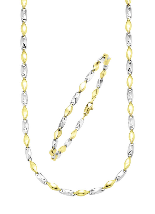 ohne Steine / mit Zirkonia - Fantasieketten-Garnitur in Bicolor, in Farbe , in Ausführung Armband, 19 cm lang Ansicht 4