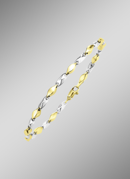 ohne Steine / mit Zirkonia - Fantasieketten-Garnitur in Bicolor, in Farbe , in Ausführung Armband, 19 cm lang Ansicht 1