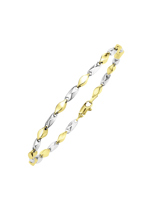 ohne Steine / mit Zirkonia - Fantasieketten-Garnitur in Bicolor, in Farbe , in Ausführung Armband, 19 cm lang Ansicht 3