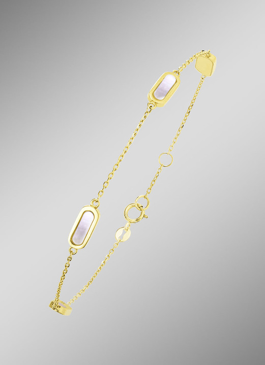 mit Edelsteinen -  Bezaubernde Garnitur mit echt Perlmutt, in Farbe , in Ausführung Armband Ansicht 1