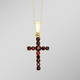 mit Edelsteinen - Kreuz-Anhänger mit Granat, in Farbe  – Ansicht 1