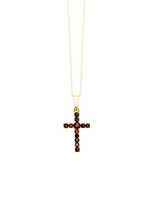 mit Edelsteinen - Kreuz-Anhänger mit Granat, in Farbe  Ansicht 2