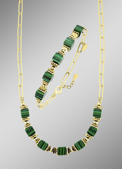 Halsketten & Armbänder - Eleganz trifft auf Moderne – Garnitur mit synth. Malachit, in Farbe , in Ausführung Armband, 20 cm lang Ansicht 2