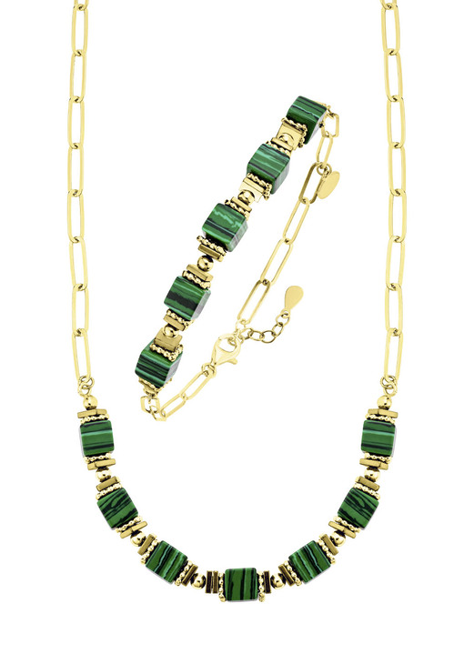 Halsketten & Armbänder - Eleganz trifft auf Moderne – Garnitur mit synth. Malachit, in Farbe , in Ausführung Armband, 20 cm lang Ansicht 4