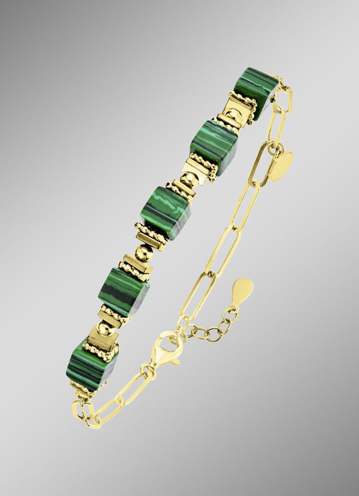 Halsketten & Armbänder - Eleganz trifft auf Moderne – Garnitur mit synth. Malachit, in Farbe , in Ausführung Armband, 20 cm lang Ansicht 1