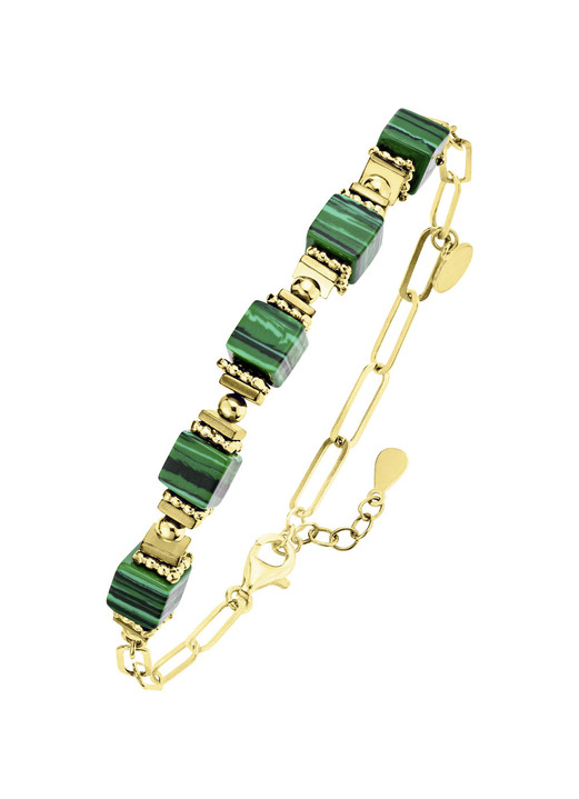 Halsketten & Armbänder - Eleganz trifft auf Moderne – Garnitur mit synth. Malachit, in Farbe , in Ausführung Armband, 20 cm lang Ansicht 3