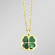 mit Edelsteinen - Glücksbringer – Kleeblatt-Anhänger mit echtem Malachit, in Farbe  – Ansicht 1