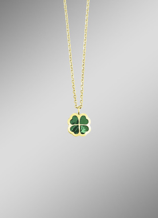 Glücksbringer – Kleeblatt-Anhänger mit echtem Malachit