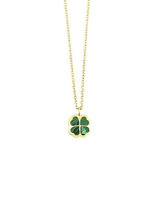 mit Edelsteinen - Glücksbringer – Kleeblatt-Anhänger mit echtem Malachit, in Farbe  Ansicht 2