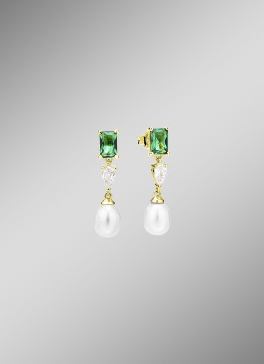 Ohrschmuck - Eleganz in Bewegung – Ohrstecker mit Perlen und Kristallglanz, in Farbe  Ansicht 1