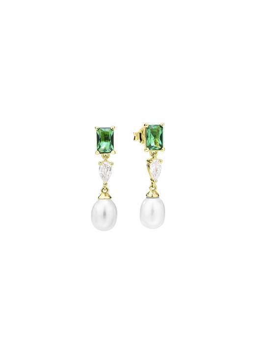 Ohrschmuck - Eleganz in Bewegung – Ohrstecker mit Perlen und Kristallglanz, in Farbe  Ansicht 2