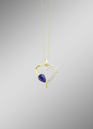 Anhänger in Herzform mit echt Safir