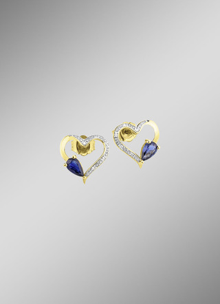 Herz-Ohrstecker mit echt Safir