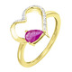 mit Edelsteinen - Damenring mit echt Rubin im herzförmigen Ringkopf, in Größe 160 bis 220, in Farbe  – Ansicht 2